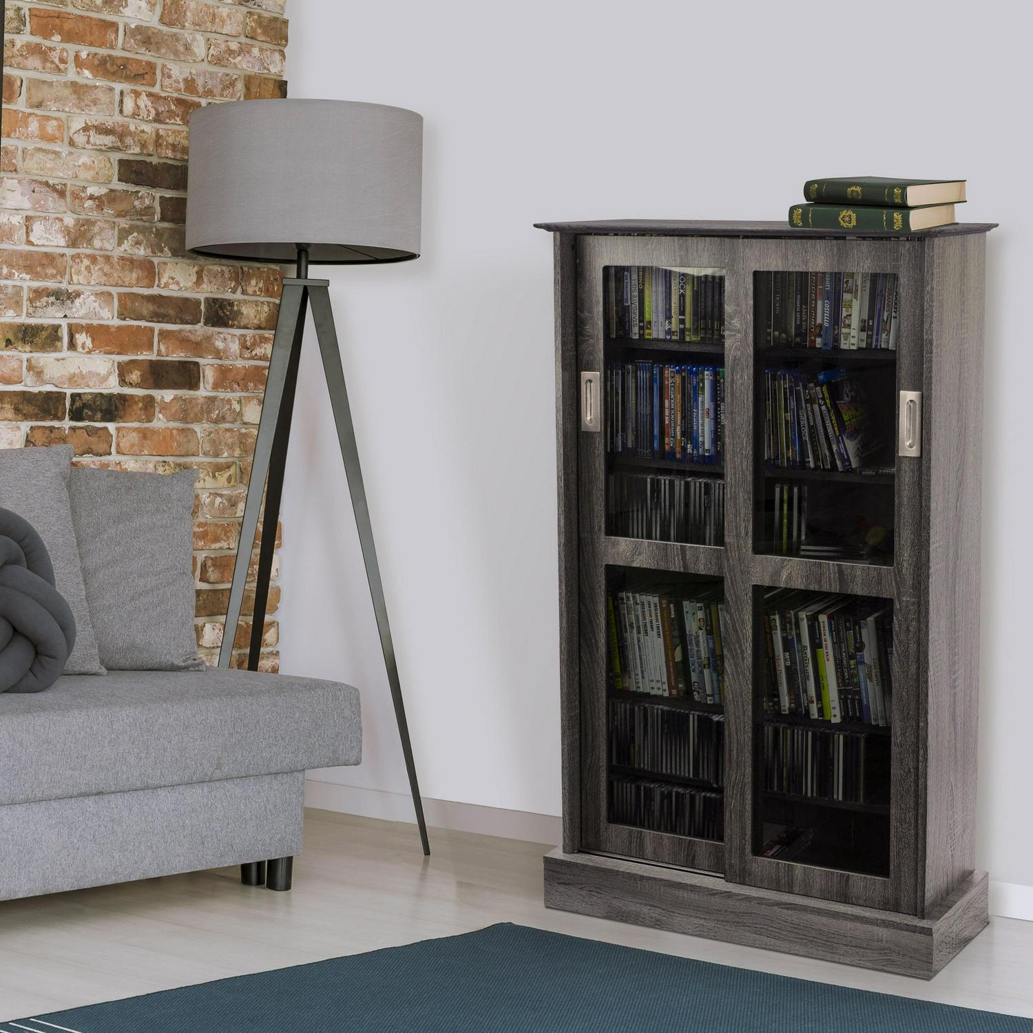 Atlantic 49" Driffield Transitional Media Storage Cabinet (576 CDs, 192 DVDs), Gray Woodgrain - Image 2