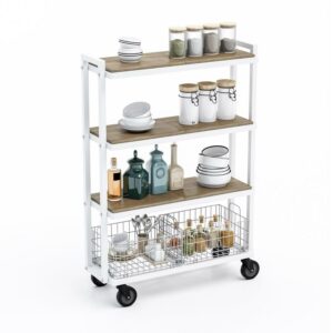 Atlantic 4-Tier Rolling Cart System, 33" W x 12" D x 46.5" H, White