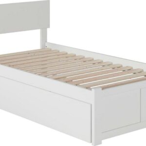 Orlando Twin Extra Long Bed with Footboard and Twin Extra Long Trundle in White