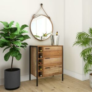 Atlantic Loft & Luv Montana Bar Cabinet, Rustic Raw Wood Look