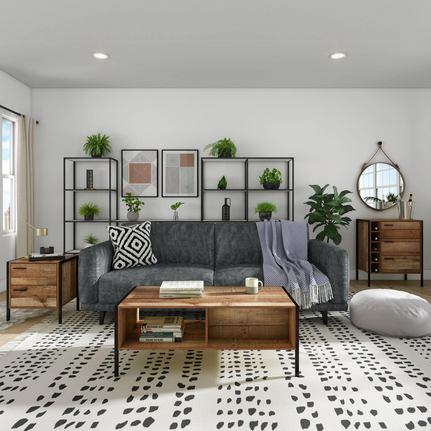 Atlantic Loft & Luv Montana Bar Cabinet, Rustic Raw Wood - Image 7