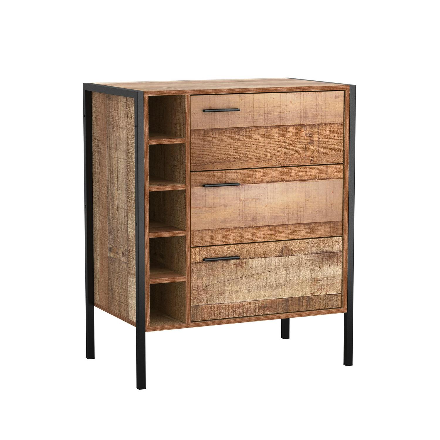Atlantic Loft & Luv Montana Bar Cabinet, Rustic Raw Wood - Image 2