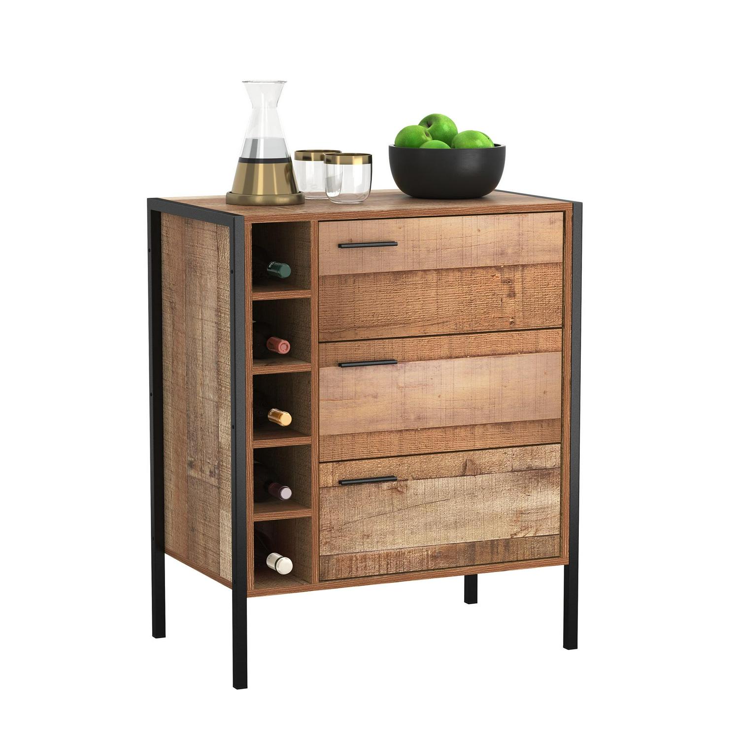Atlantic Loft & Luv Montana Bar Cabinet, Rustic Raw Wood - Image 3