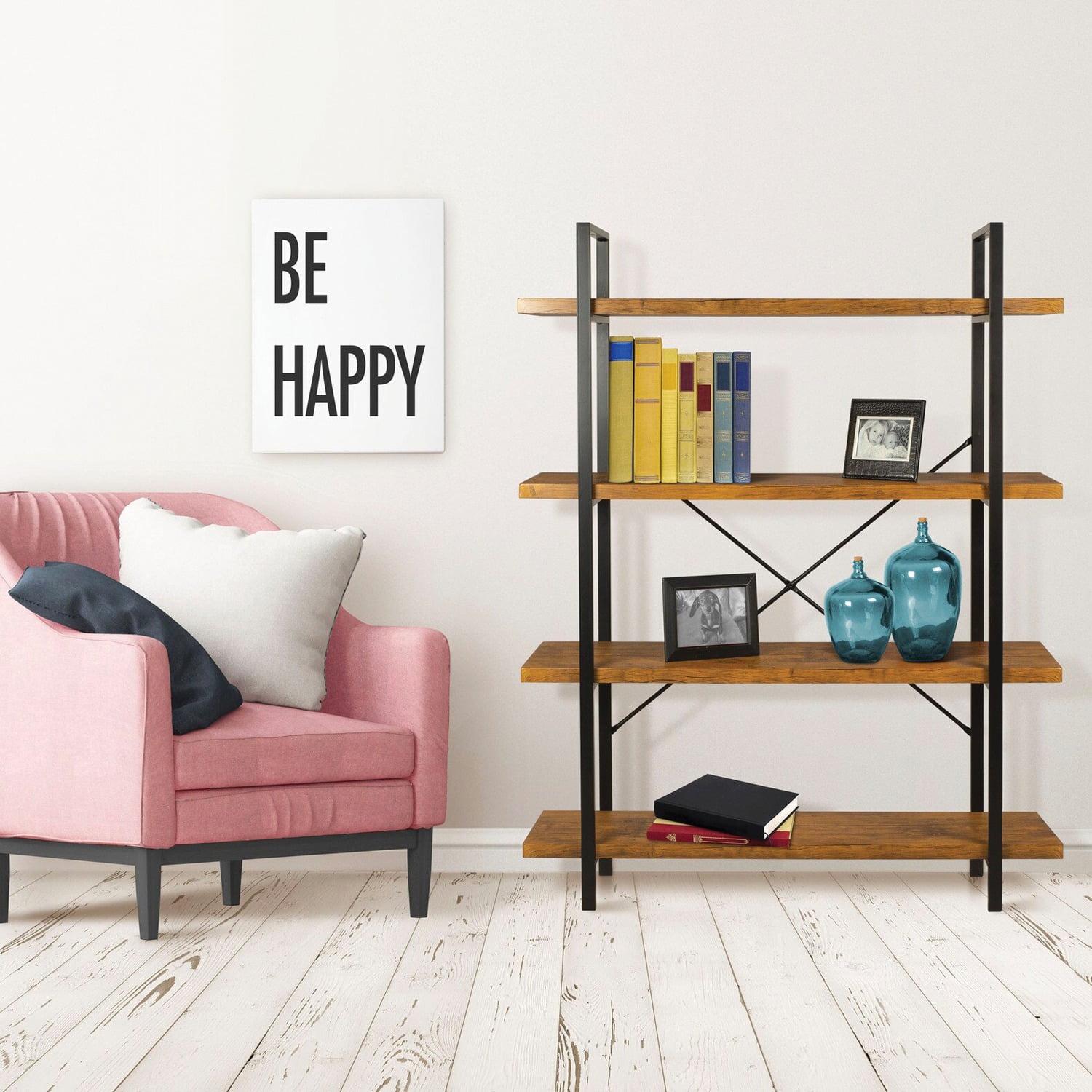 Atlantic Urban 4-Tier Multipurpose Shelf, Rustic Brown/Black Metal - Image 4