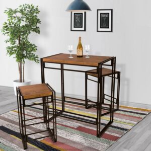 Atlantic Urban Dining Table, Bar Height 3 Piece Set, Woodgrain/Black