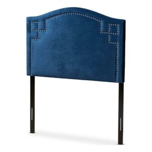 Aubrey Modern and Contemporary Royal Blue Velvet Fabric Upholstered Twin Size Headboard