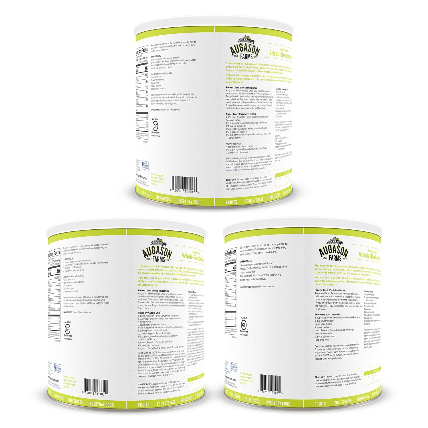 Augason Farms Freeze Dried Berries Variety Kit #10 Can 3-Pack - Image 2