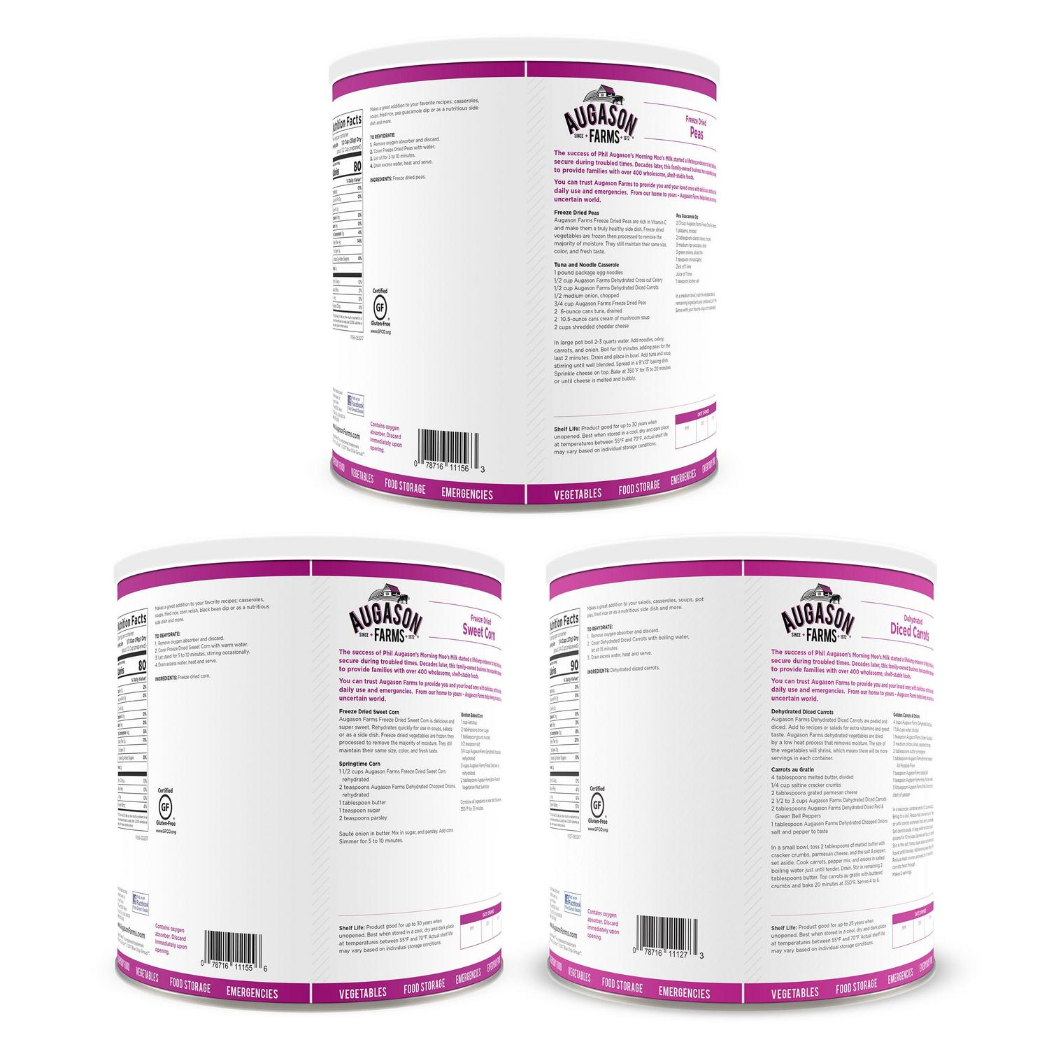 Augason Farms Vegetable Variety Kit #10 Can 3-Pack - Image 2