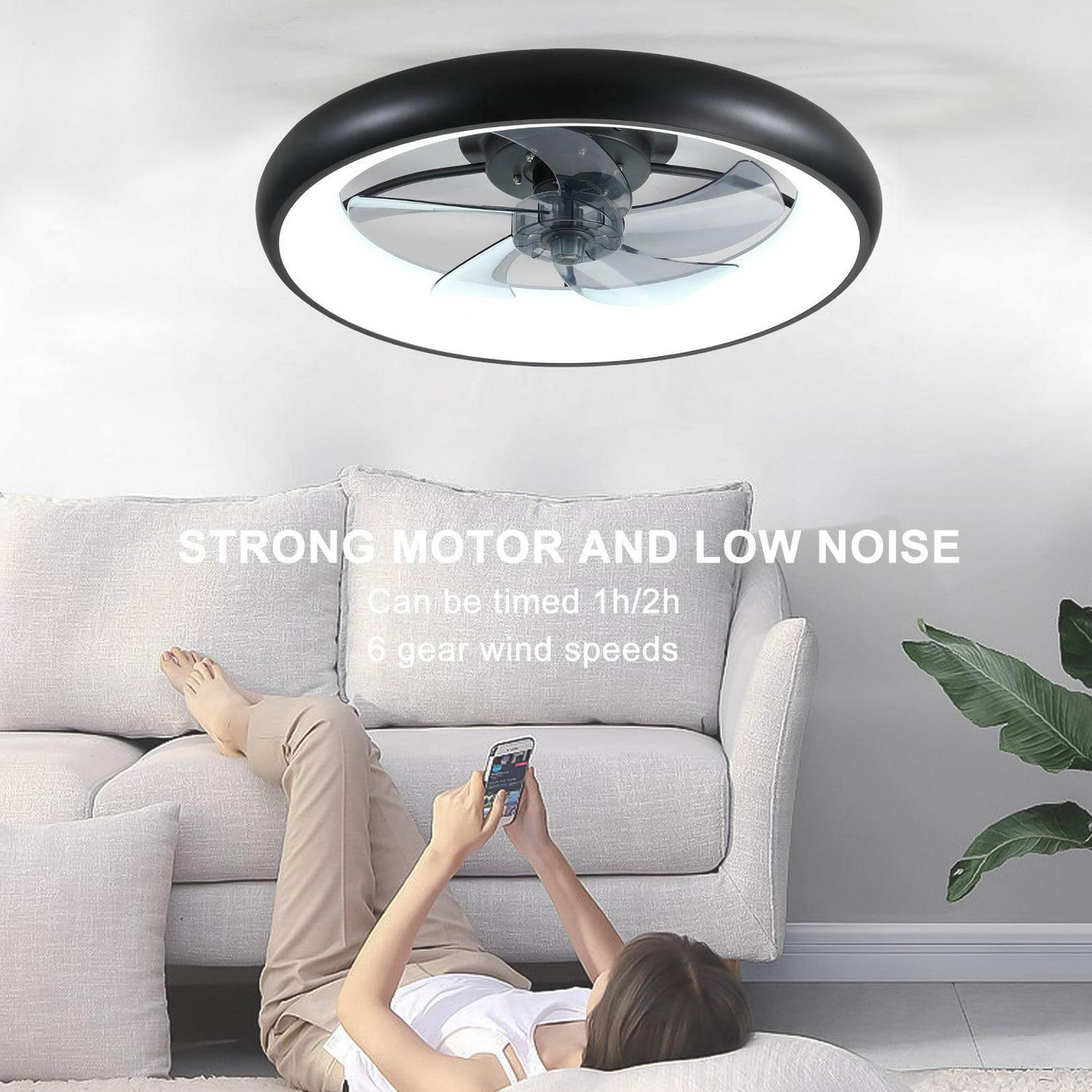 Aukfa 19.7" Bladeless Ceiling Fan with Light - Flush Mount Design - Remote Controlled - Adjustable LED Lights - Multiple Speed Settings - Image 3