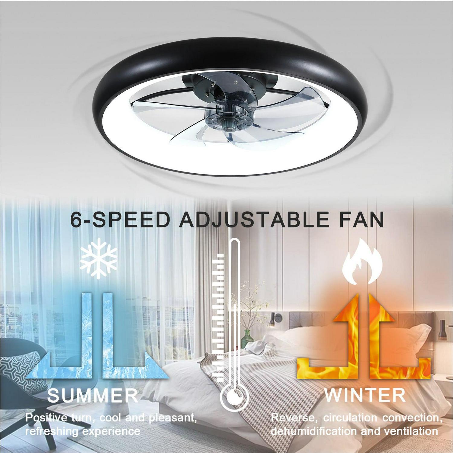 Aukfa 19.7" Bladeless Ceiling Fan with Light - Flush Mount Design - Remote Controlled - Adjustable LED Lights - Multiple Speed Settings - Image 7