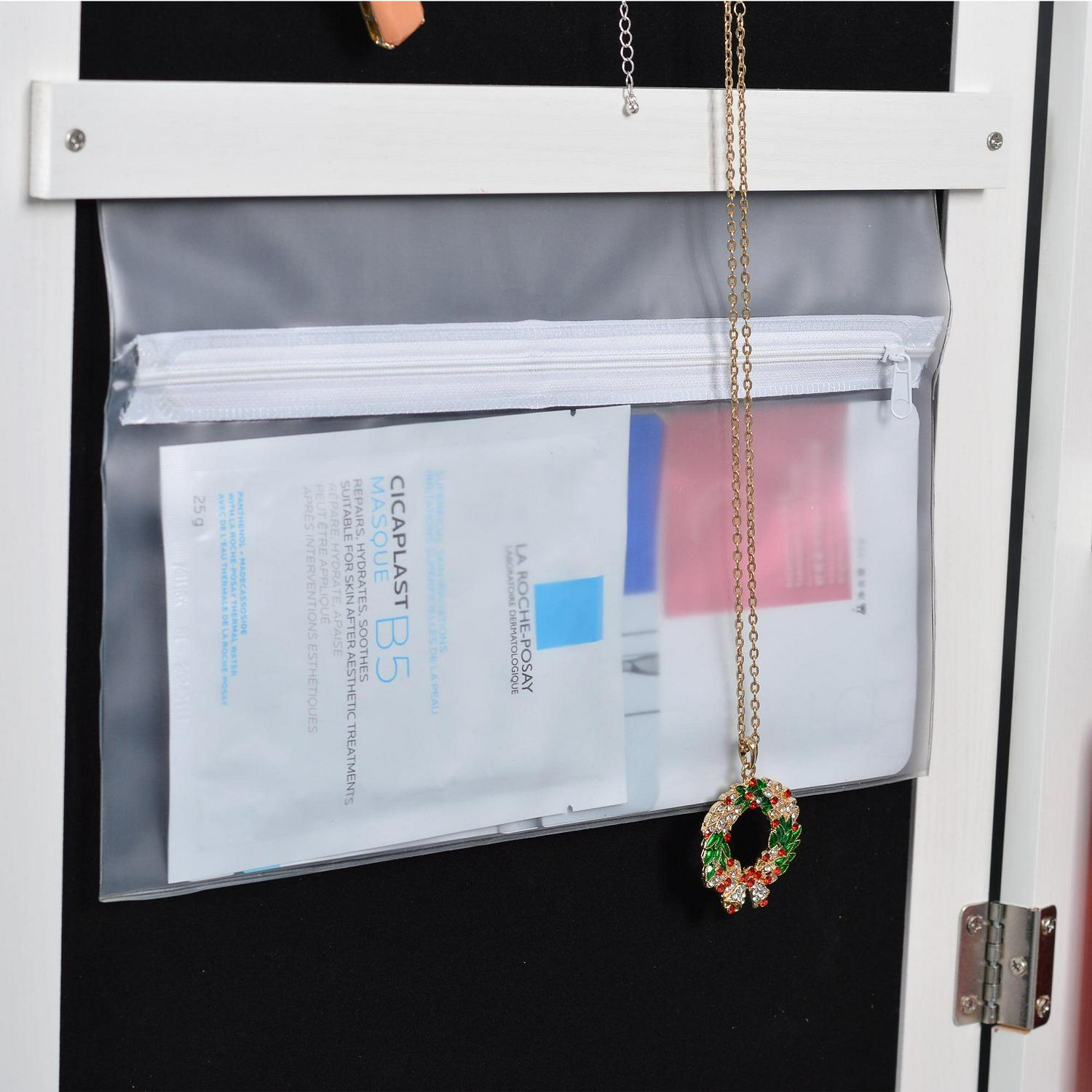 Aukfa 360 degree Rotatable Jewelry Armoire with Full Length Mirrored for Girls Women - White - Image 8