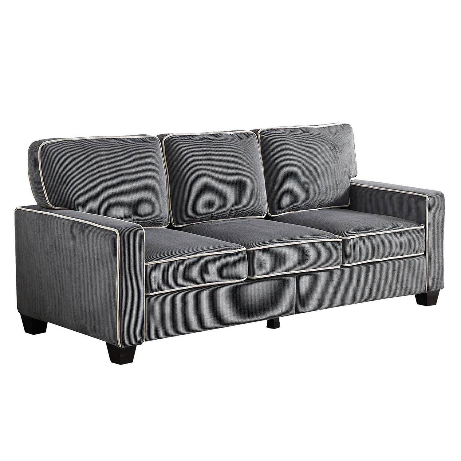 Aukfa 81" Corduroy Couch Under Seat Storage Sofa for Living Room, Dark Gray - Image 3