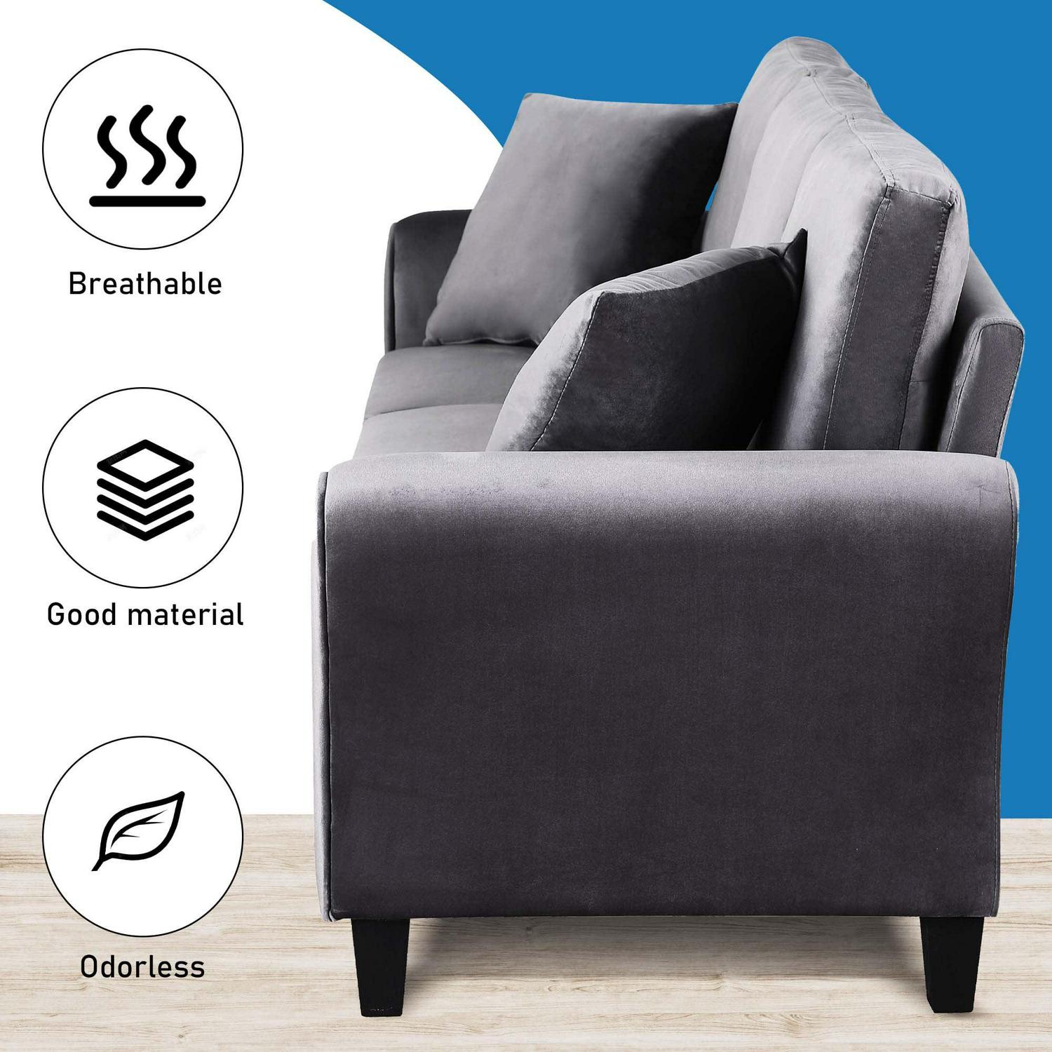 Aukfa 78.4" 3-Seater Sofa, Upholstered Sofa Couch for Living Room - Gray - Image 8