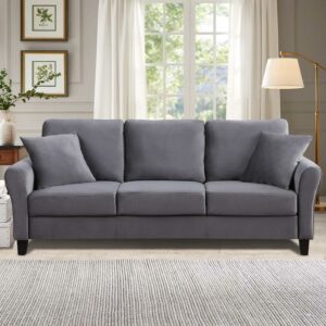 Aukfa 78.4" 3-Seater Sofa, Upholstered Sofa Couch for Living Room - Gray