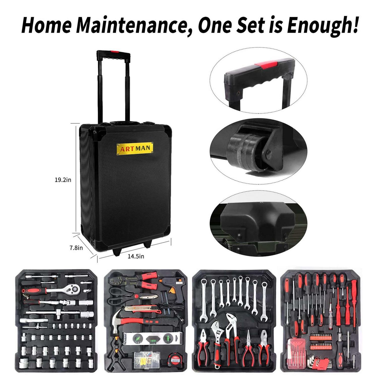 Aukfa 899 Pcs Tool Set, General Hand Tool Kit with Toolbox for Household, Auto Repair, Black - Image 4