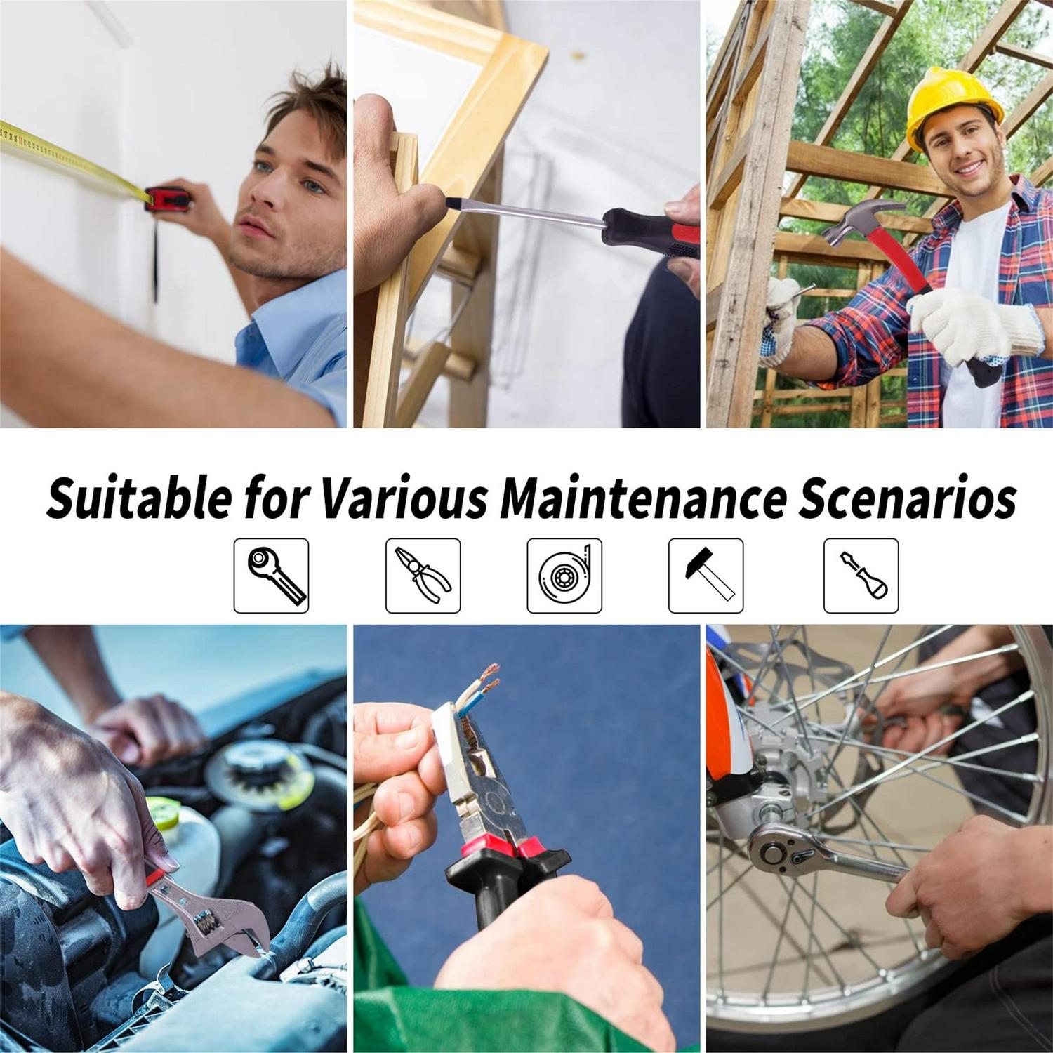 Aukfa 899 Pcs Tool Set, General Hand Tool Kit with Toolbox for Household, Auto Repair, Black - Image 7