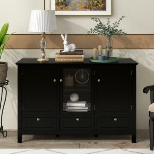 Aukfa Buffet Storage Cabinet Kitchen Sideboard Modern Console Tables for Dining Room Entryway,Black