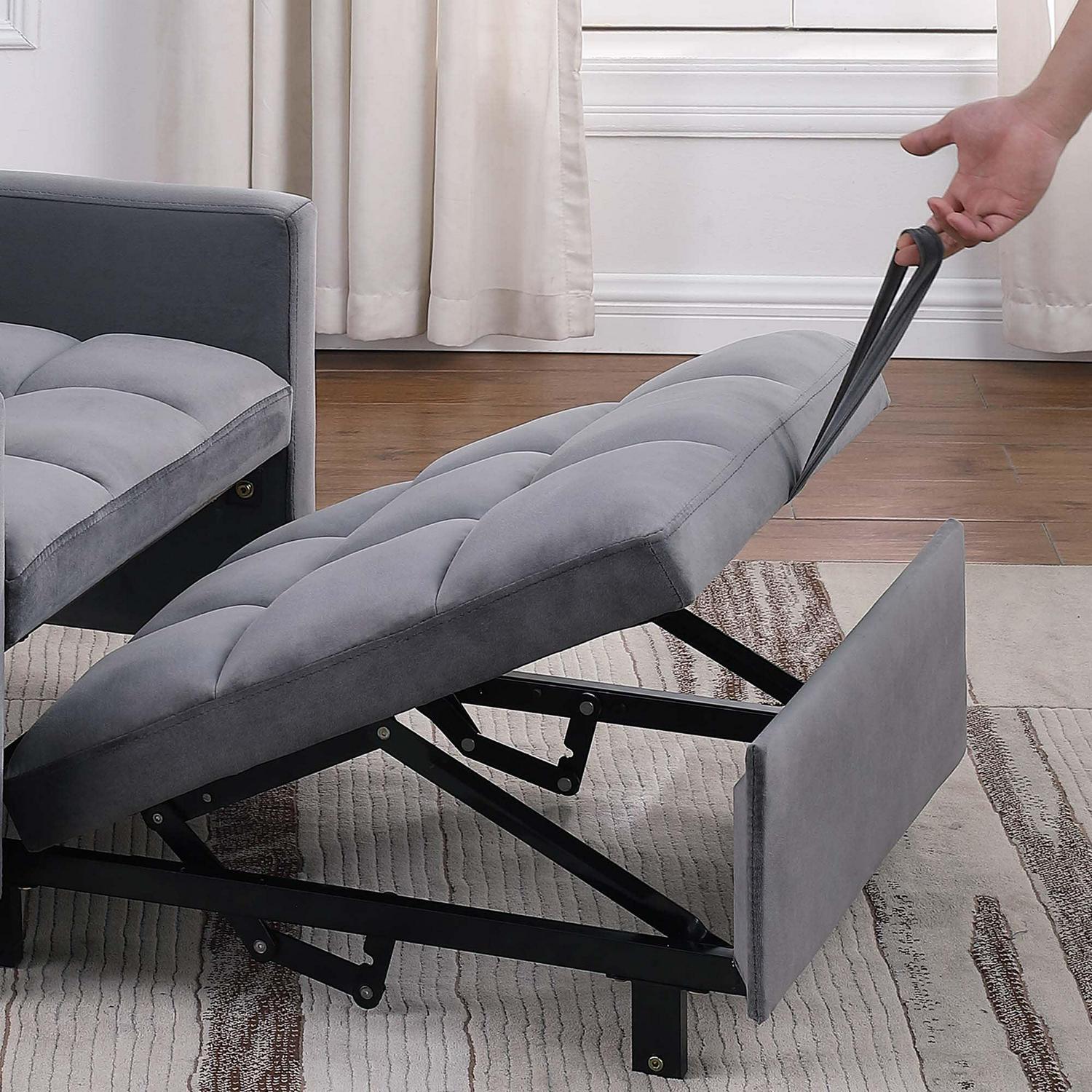 Aukfa Convertible Sleeper Chair Bed, Futon Chair, Adjustable Angle Backrest Chaise for Adults - Gray - Image 8