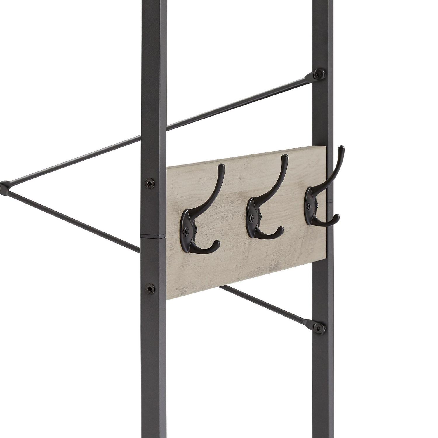 Aukfa Freestanding Clothes Rack with Storage and Hanging Rod - Grey - Image 6