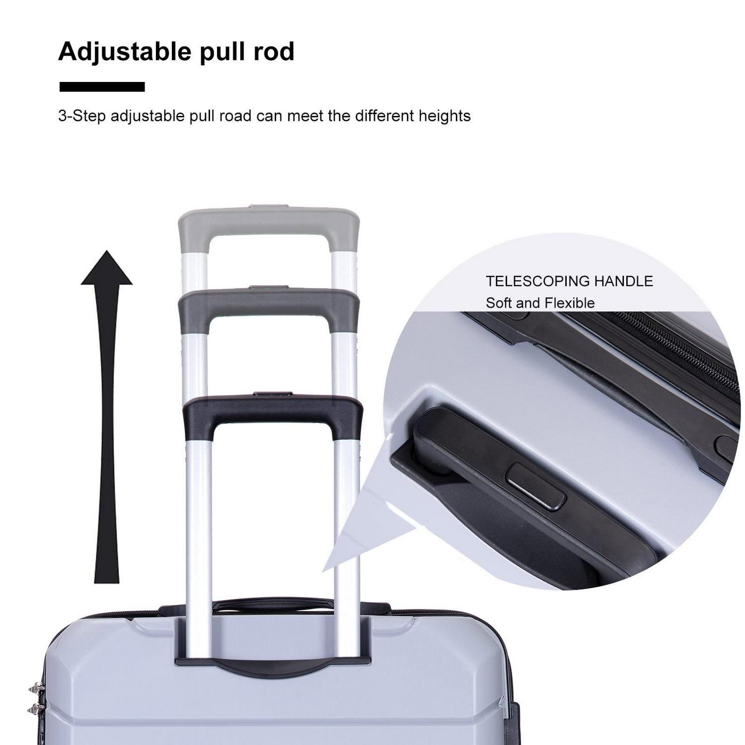 Aukfa Hardshell Suitcase Spinner Wheels PP Luggage Sets with TSA Lock - 3-Piece Set (20/24/28) - Silver - Image 3