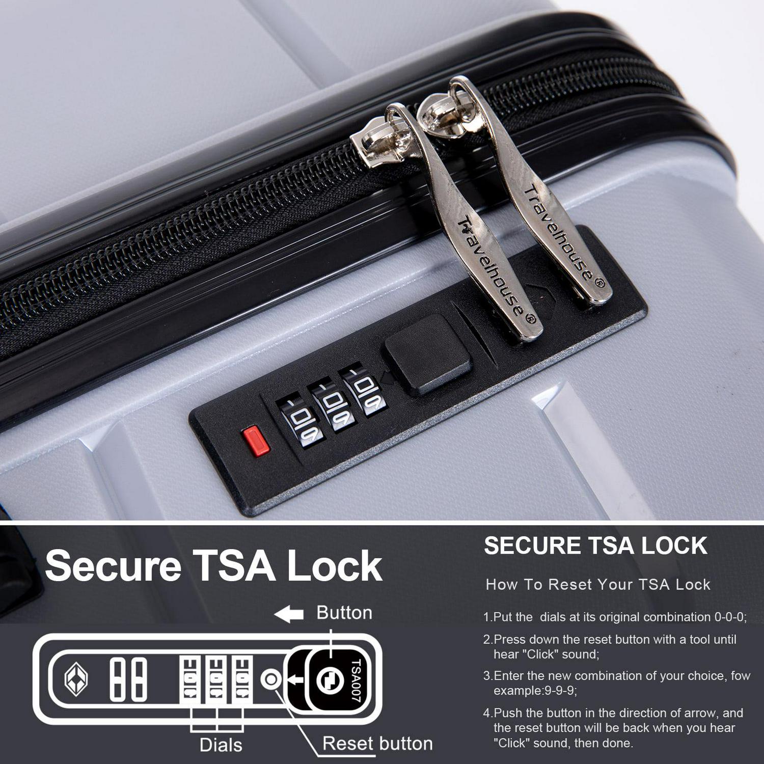 Aukfa Hardshell Suitcase Spinner Wheels PP Luggage Sets with TSA Lock - 3-Piece Set (20/24/28) - Silver - Image 6