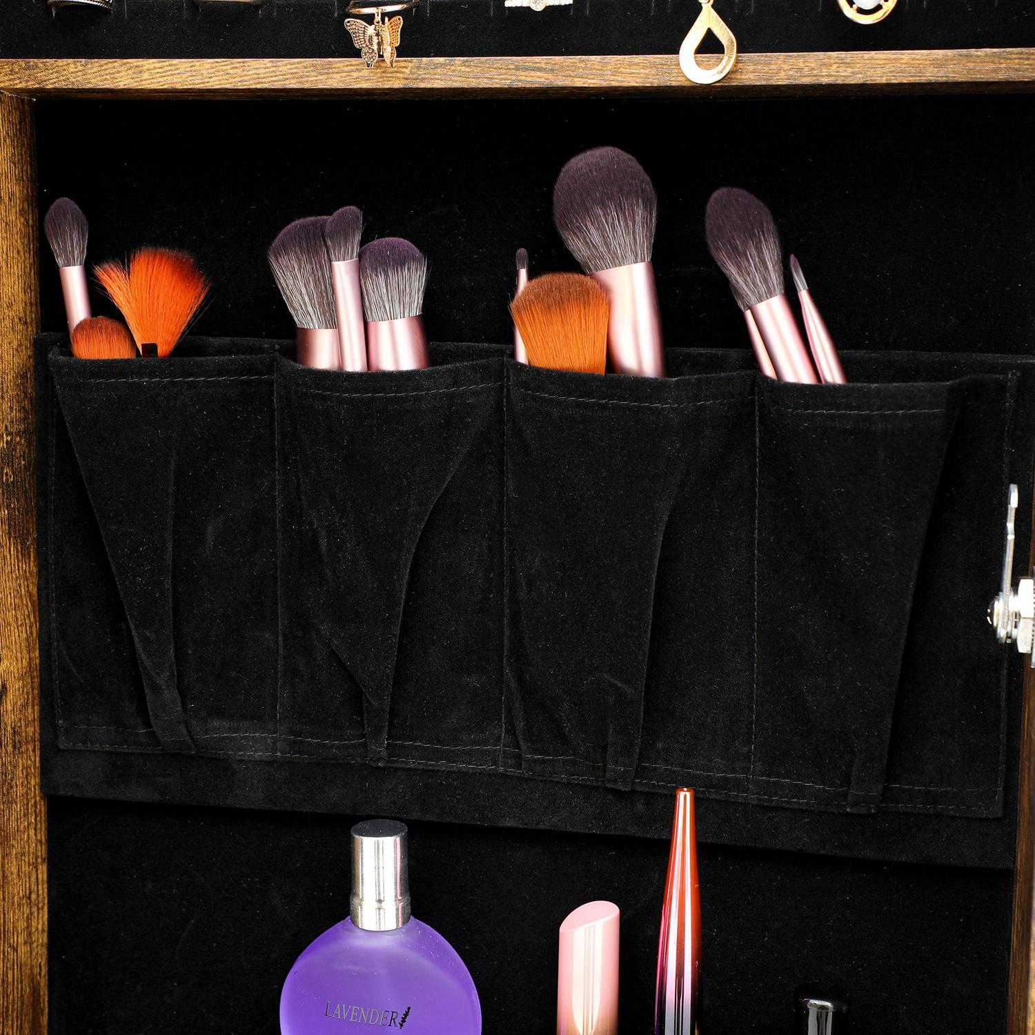 Aukfa Jewelry Cabinet with Mirror - Integrated Led Light – Antique Gray - Image 6