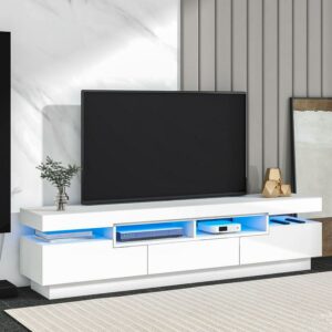 Aukfa LED TV Stand for TVs up to 75" - TV Cabinet with Storage - White