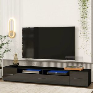 Aukfa LED TV Stand for TVs up to 90" - TV Cabinet with Storage - Black