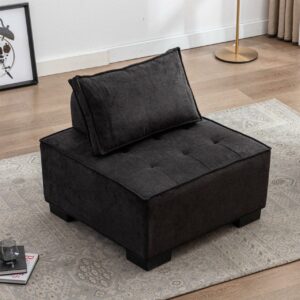 Aukfa Living Room Single Sofa Upholstered Accent Chair with Pillow for Home Office, Black