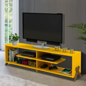 Aukfa Modern TV Stand for TVs up to 60" - Entertainment Center TV Cabinet for Living Room - Yellow