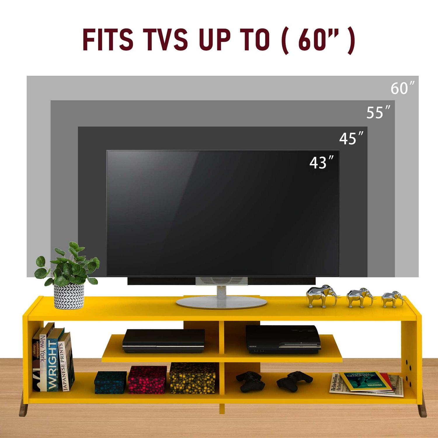 Aukfa Modern TV Stand for TVs up to 60" - Entertainment Center TV Cabinet for Living Room - Yellow - Image 5