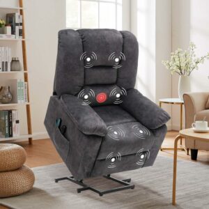 Aukfa Power Lift Recliner Chair with Heat and Massage for Elderly, Auto Lift Chair for Living Room, Dark Gray