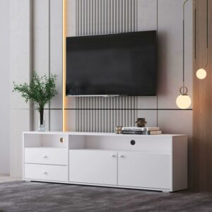 Aukfa TV Stand for TVs up to 70" - TV Cabinet with Storage - White