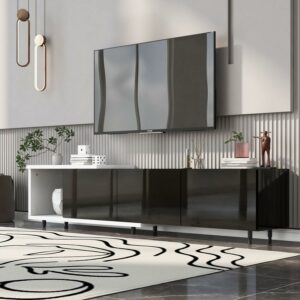 Aukfa TV Stand with 3 Large Drawers for TVs up to 80" - Black