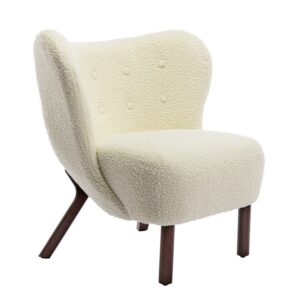 Aukfa Wingback Accent Chair - Modern Tufted Side Chair for Living Room - White