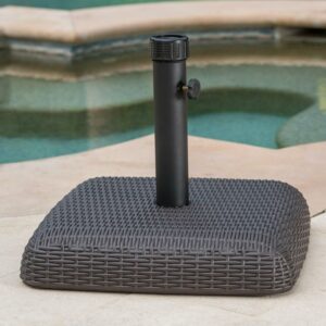 Aurelius 66lbs Resin and Iron Square Umbrella Base, Brown