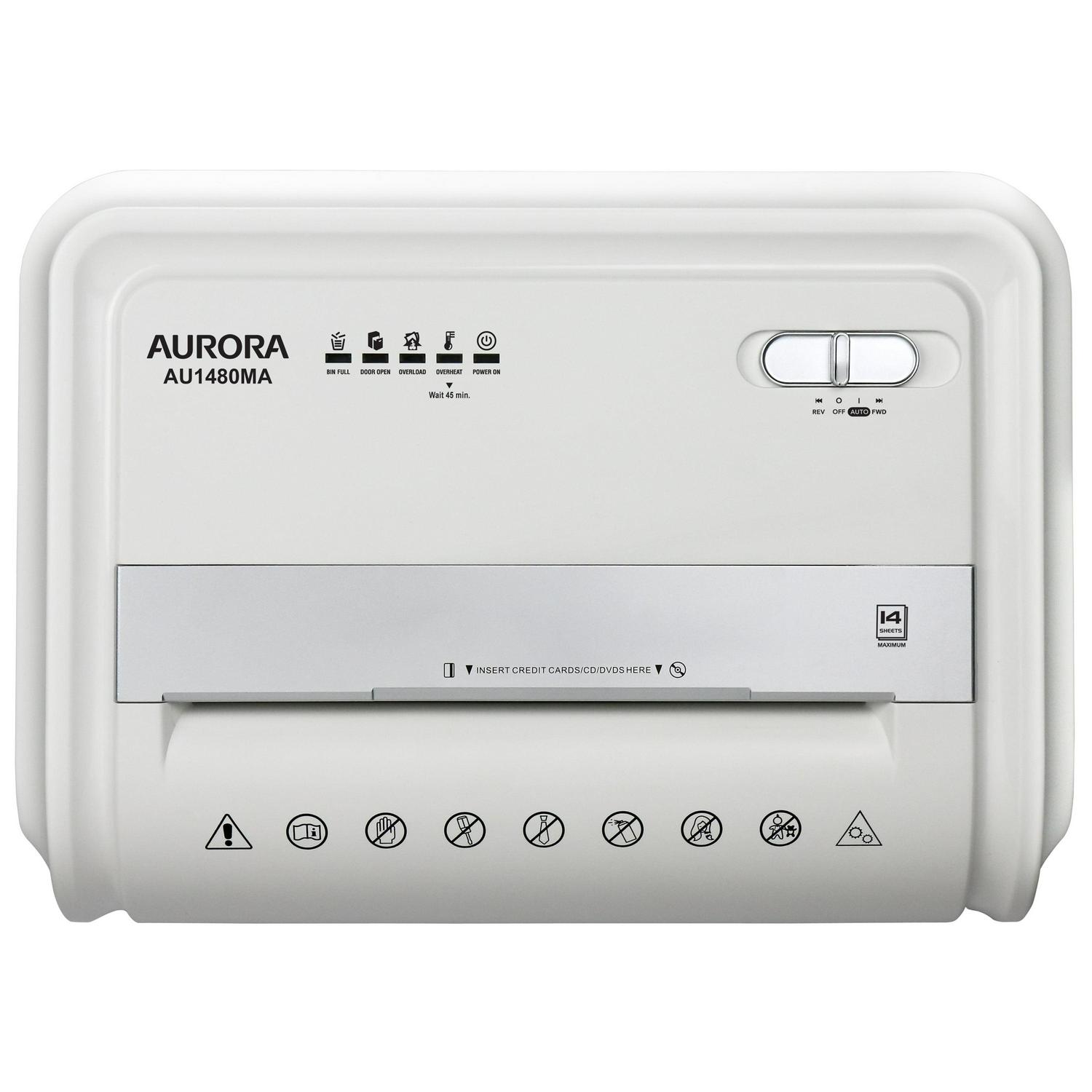 Aurora GB AU1480MA High-Security 14-Sheet Micro-Cut Shredder, Anti-Jam, CD/DVD Credit Card, Pullout Basket, 30 Minutes Duty Cycle - Image 5