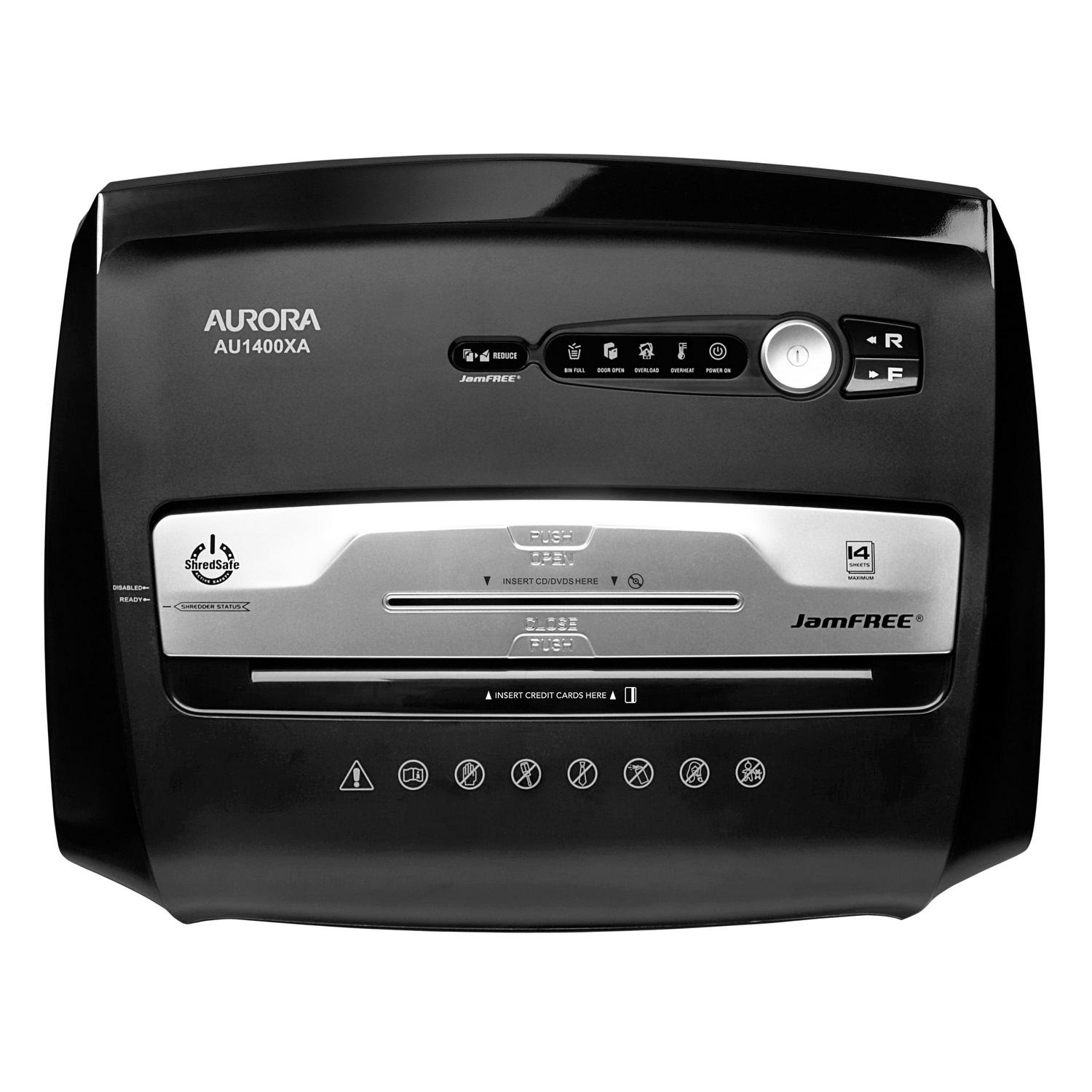 Aurora GB Jam-Free AU1400XA 14-Sheet Cross-Cut Paper/CD/Credit Card Shredder - Image 2