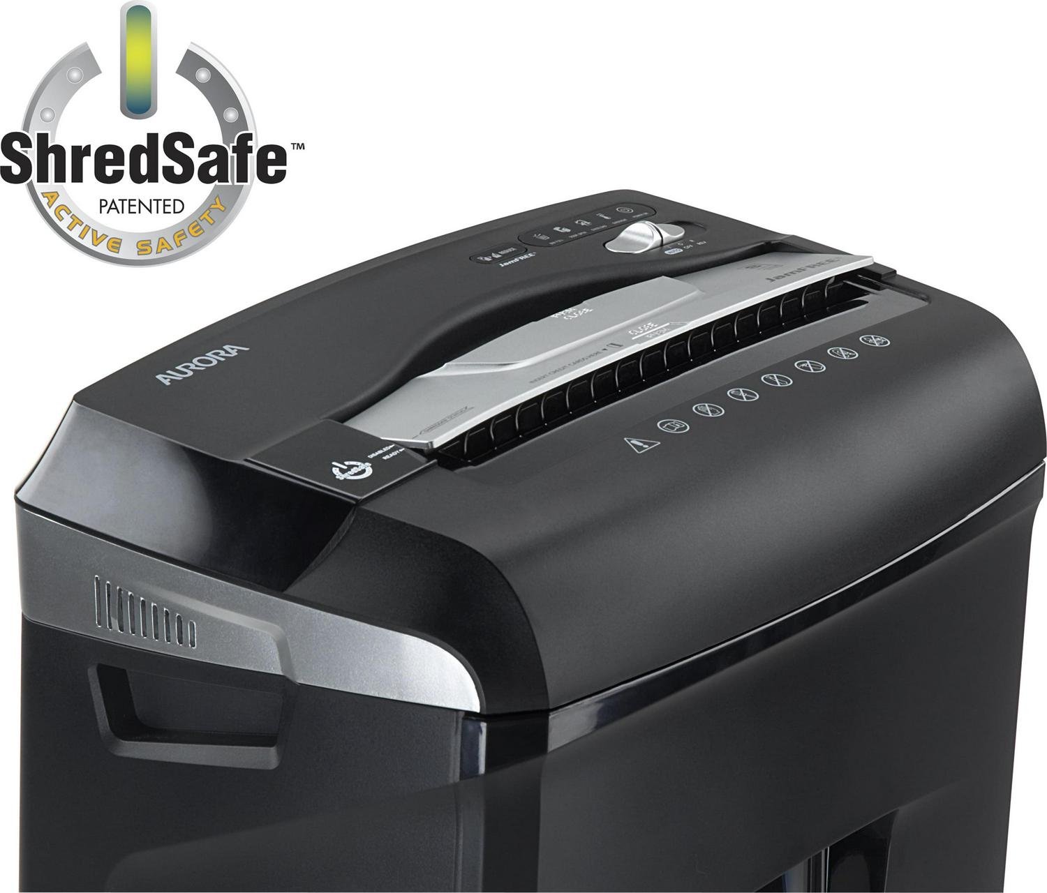 Aurora JamFree AU1235XA 12-Sheet Cross-Cut Paper/Credit Card Shredder with Pull-Out Wastebasket - Image 4