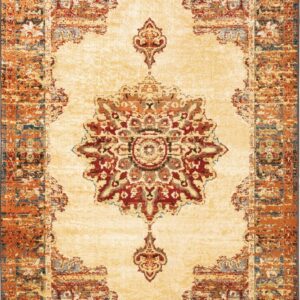 Avalon Home Jasmine Medallion Traditional Area Rug, Beige
