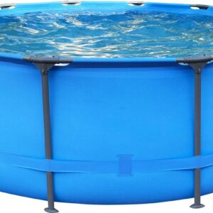 Avenli 12’ x 30" Round Blue Metal-Walled Above-Ground Swimming Pool with Filter