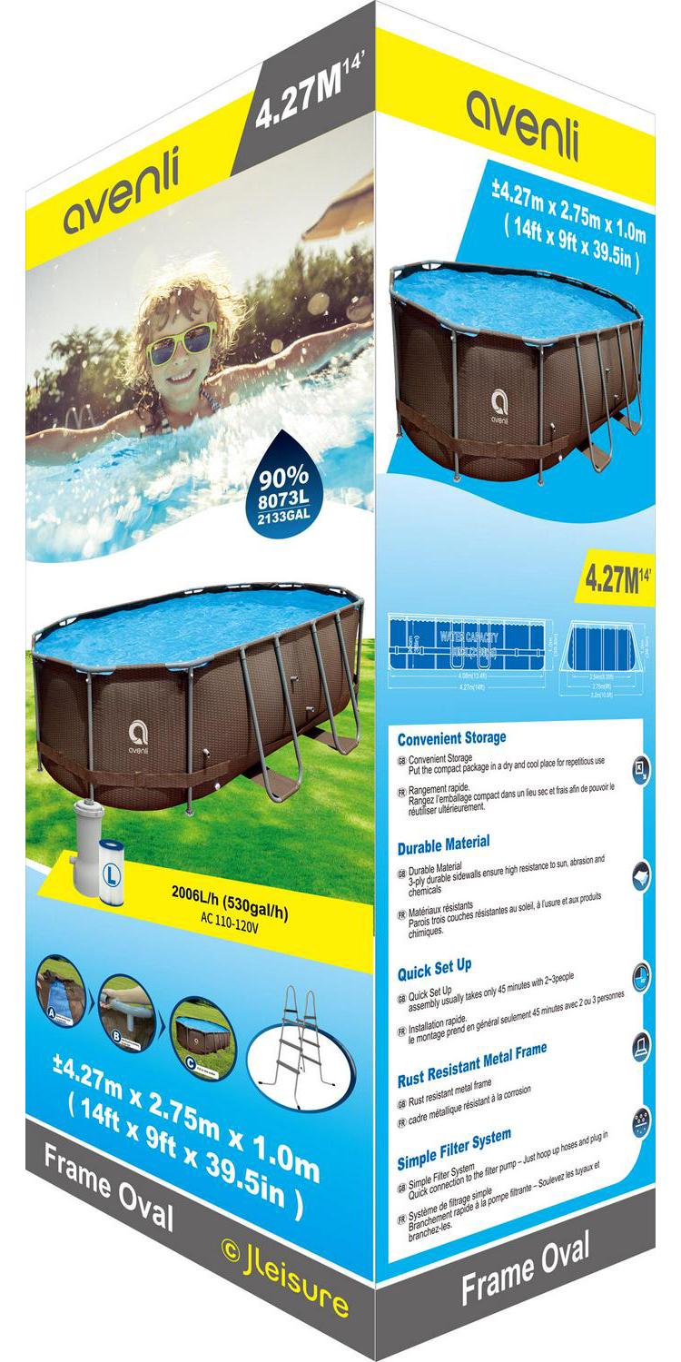 Avenli 14 ft. Brown Oval Steel Frame Above Ground Swimming Pool with accessories - Image 5