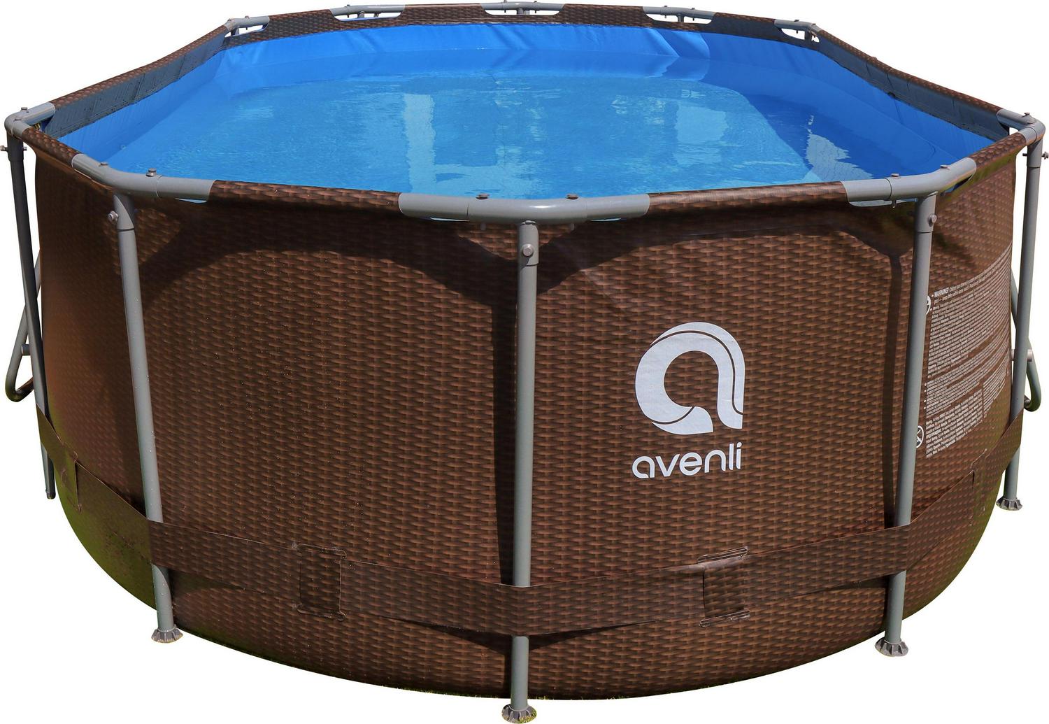 Avenli 14 ft. Brown Oval Steel Frame Above Ground Swimming Pool with accessories - Image 4