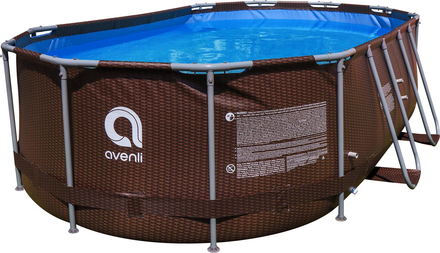 Avenli 14 ft. Brown Oval Steel Frame Above Ground Swimming Pool with accessories - Image 2
