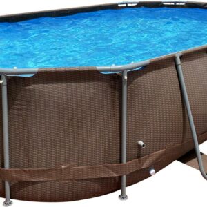 Avenli 14 ft. Brown Oval Steel Frame Above Ground Swimming Pool with accessories