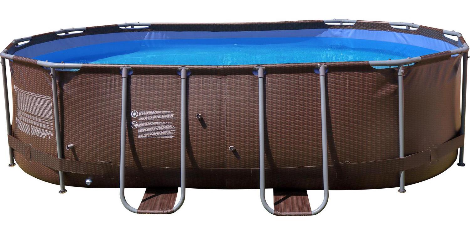 Avenli 14 ft. Brown Oval Steel Frame Above Ground Swimming Pool with accessories - Image 3