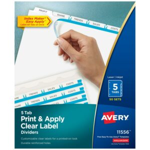 Avery 5 Tab Print & Apply Dividers, Index Maker, 50 Sets (11556)