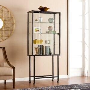 SEI Furniture Metal and Glass Sliding-Door Display Cabinet 30 x 68.25
