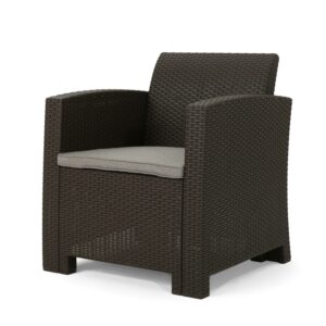 Azzura Faux Wicker Outdoor Club Chair, Brown, Mixed Beige