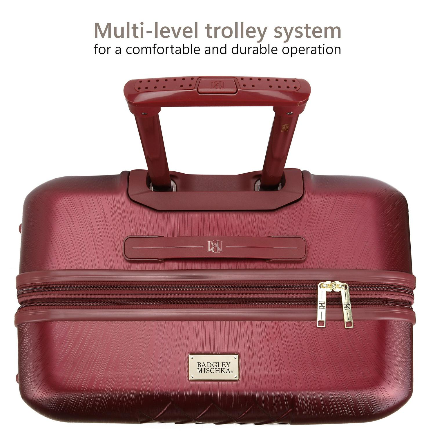 BADGLEY MISCHKA Diamond 3 Piece Expandable Luggage Set (Burgundy) - Image 5